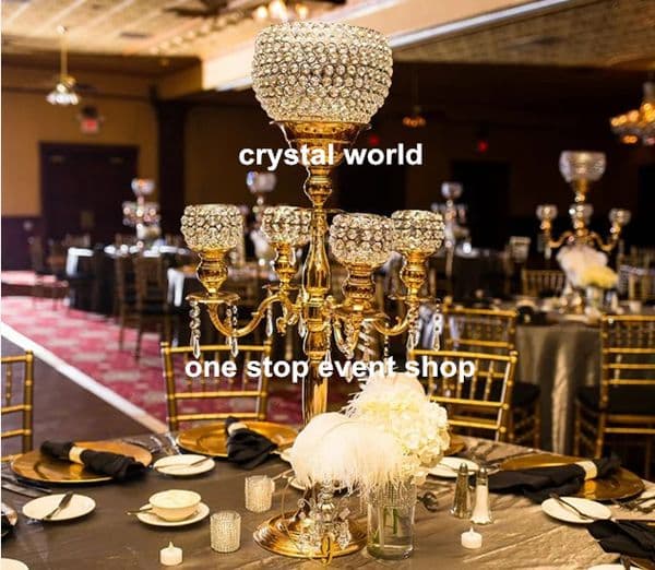 Tall Crystal Candelabra Glass Ball large Wedding Centerpiece 111123