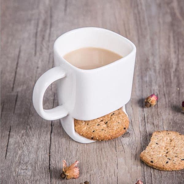 Ceramic Biscuit Cups Coffee Cookies Milk Dessert Cup Tea Cups Bottom Storage Mugs for Cookie Biscuits Pockets Holder 24pcs