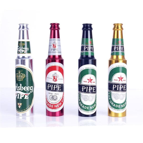 Beer bottle smoking pipe with 83mm*17mm colorful joint aluminum metal smoking pipe mini handle pipes for herb tobacco