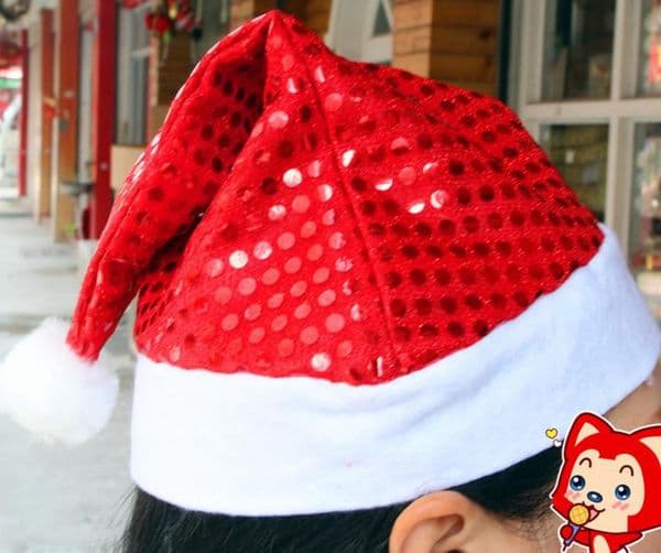 Christmas Sequin Sheen Santa Hat kids children men women Festive costumes cap Dress up props hot Party COS Accessory Supplies drop shipping