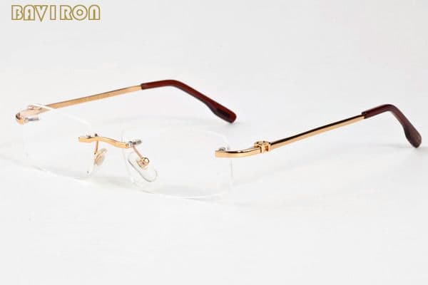 with box 2017 retro vintage designer sunglasses for men women unisex rimless buffalo horn glasses gold silver frame oculos