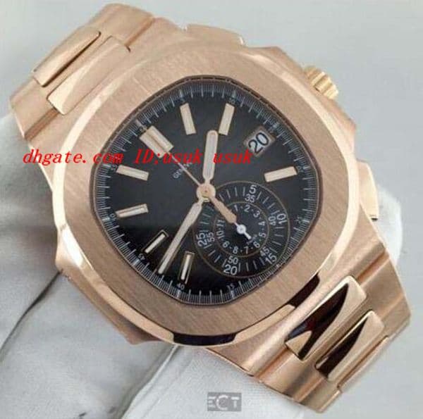 luxury watches new automatic nutilus 5980 1r black dial 18kt rose gold chronograph mint mens watch mens watches wristwatch