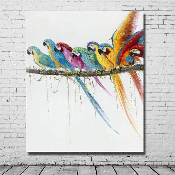 Wall Decor Beautiful Parrots Oil Painting Hand made Canvas Painting Living Room Wall Decor Abstract Wall Pictures Hand made No Framed