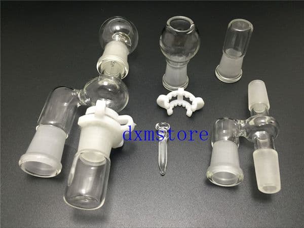 18mm&14mm Oil Reclaimer Glass Adapter for Glass Bongs Water Pipe Comes with glass jar head and keck clip