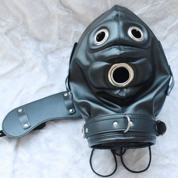 US New Sexy Lockable Gimp Mask Bondage Hood Sensory Deprivation Mouth Blindfold #R172
