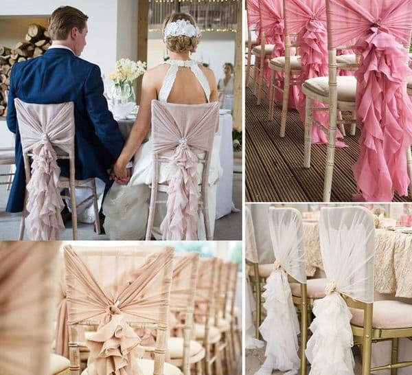 2016 Ivory Chair Sash for Weddings with Big 3DChiffon Delicate Wedding Decorations Chair Covers Chair Sashes Wedding Accessories
