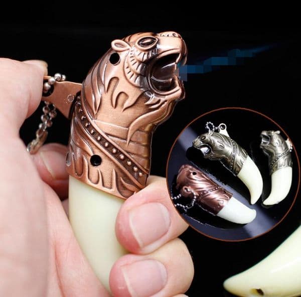 Tiger Windproof Inflatable Keychain Metal Lighter Cigarette Butane Cigar Gas Lighters For Smoking Pipes Bongs Accessories Tools W260202