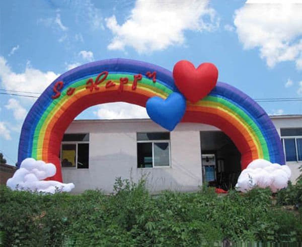 wholesale Inflatable Bouncer For Rental Business Wholesale Colorful Round Rainbow Inflatable Arch For Marriage Decoration/Wedding Decoration Or Event