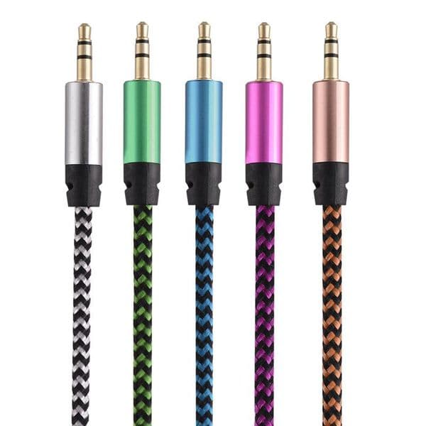 Car o AUX Extention Cable Nylon Braided 3ft 1M wired Auxiliary Stereo Jack 3.5mm Male Lead for smart phone