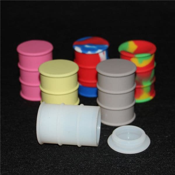 Non stick large 26ml silicone oil container dab wax oil concentrate silicone oil barrel drums silicone jars glass bong