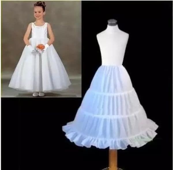 2022 Three Circle Hoops White Girls Petticoats Ball Gown Little Children Kid Dress Slip Flower Girl Tutu Skirt Petticoat