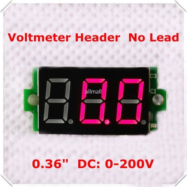 Freeshipping 100PCS\lot 0-200V 0.36" Digital Voltmeter dc Lead-free 3 digit Voltage Panel Meter led Display