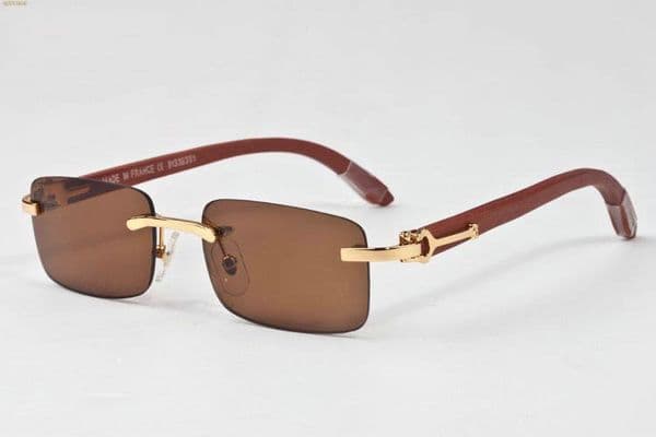 with box 2017 new arrivals rimless wooden sunglasses vintage retro men women wood bamboo buffalo horn glasses