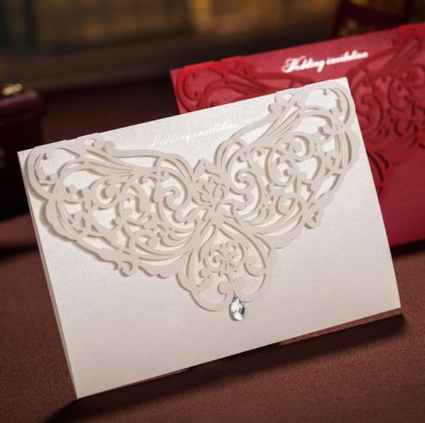 White Laser Crystal Personalised Wedding Valentine's Day Evening Party Invitations Cards and Envelopes Greeting Card festive supplies