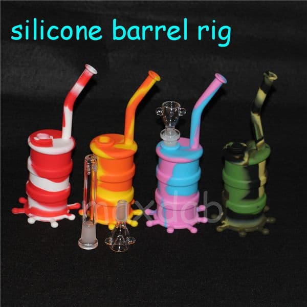 smoking pipes Mini silicon oil rigs Silicone Water Pipe glass bongs silicone barrel rig