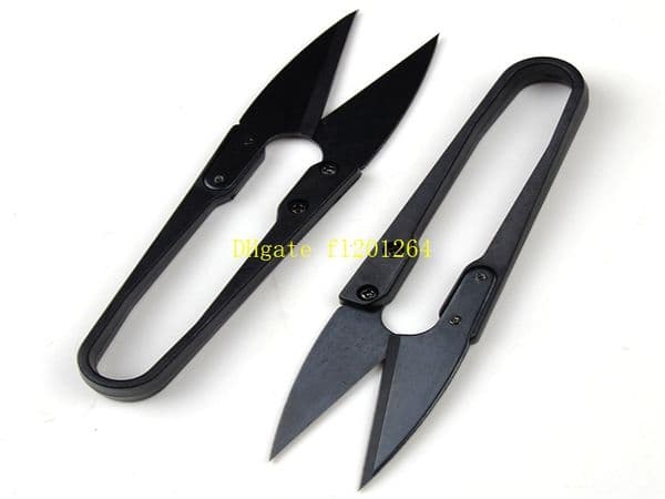 100pcs/lot Fast shipping High quality carbon steel yarn black handle thread cross stitch U scissors Tailor Sewing Cutter