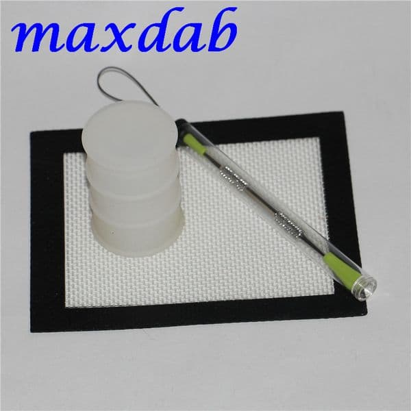 silicone oil wax slicks tool kit with 14*11.5cm Silicone mat pad oil barrel silicone jars dabber tool