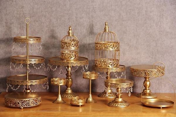 wedding decoration Gold Wedding Dessert Tray Cake Stand Cupcake Pan Party Supply 12PCS / Set ,The cake table free shipping