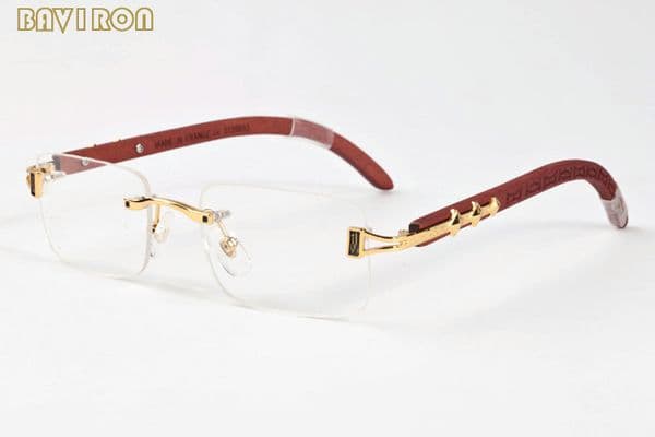 with box 2020 fashion sports sunglasses for women mens attitude sunglasses black gold clear lens men rimless sun glasses