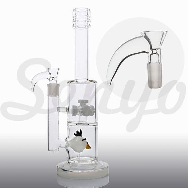 Bongs Water Pipes with bird design with 19mm honeycomb and unique decoration perc oil recycle glass bongs free shipping