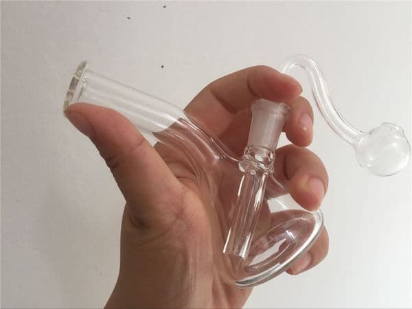 wholesale cheap 11cm Mini Pocket Glass Bongs Recycler Oil Glass water Pipes Smoking Pipe mini oil burner thick glass bubbler