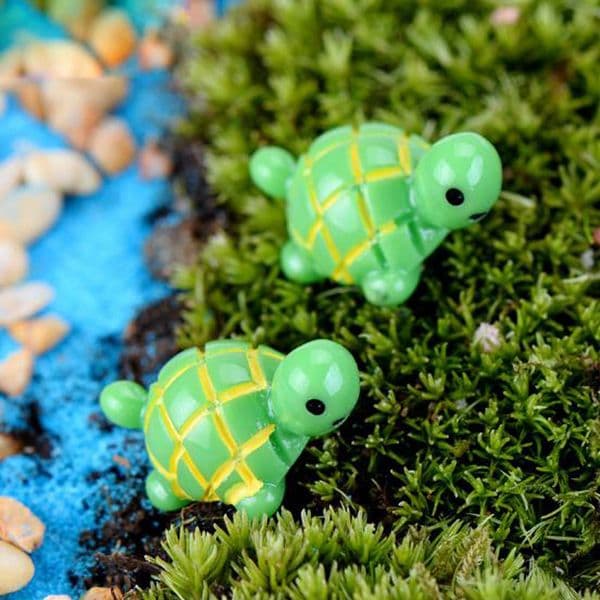 artificial cute green tortoise animals fairy garden miniatures mini gnomes moss terrariums resin crafts figurines for garden decoration