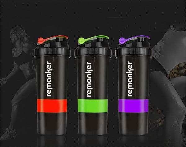 Remanker Protein Shaker Blender Mixer Cup Sports Fitness Gym Training 3 Layers Multifunction BPA Free Shaker Water Bottle