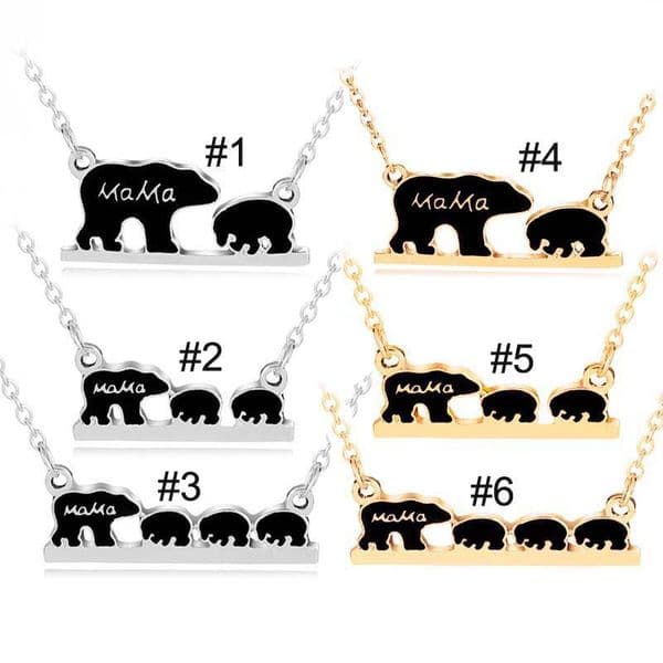 Inspired Silver Plated Necklace Polar Mama Bear Necklace Gifts for Mom Wife Mother's Day Gift Birthday Remembrance