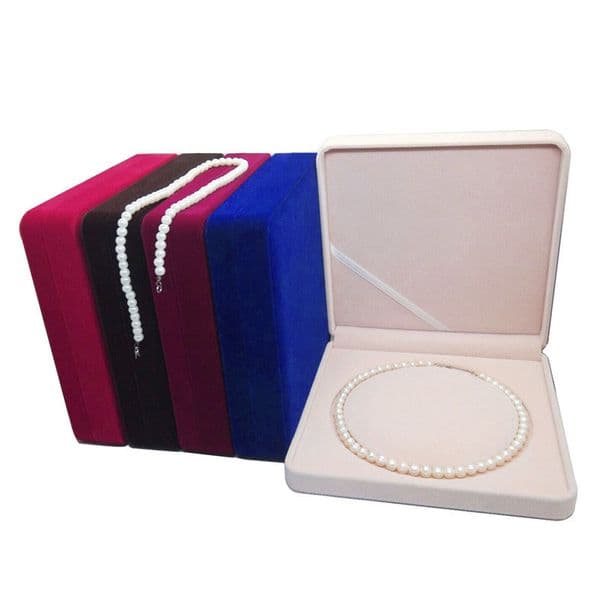 Velvet Fresh Pearl Necklace Box Case Round Core Jewelry Packaging Box Storage Gift Boxes Jewelry Carrying QW7475