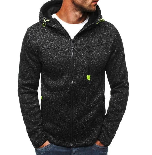 Men's Sweatshirt Casual Sports Sweater Jacquard Sweater Fleece Cardigan Hooded Jacket Fitness Training Jacket Jogging Clothing