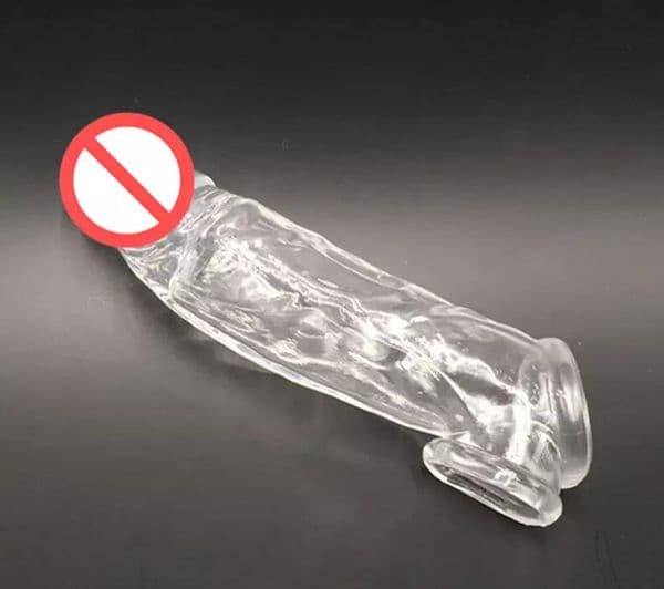Enhancing Silicone Cockring with Scrotum Support Reusable Penis Sleeve for Enhanced Size and Pleasure