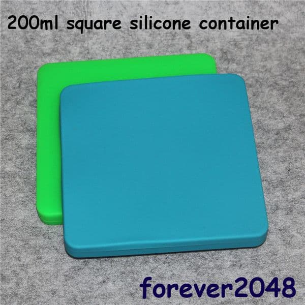 Flat shape bho box concentrate silicone container jars 200ml for dab pizza shaped wax containers Square big storage personized vacuum sealable