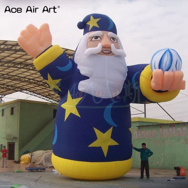 Giant Russia Style Santa Claus Inflatables Christmas Father Air Blown Santa Ord Man With Balloon In Hand For Sale