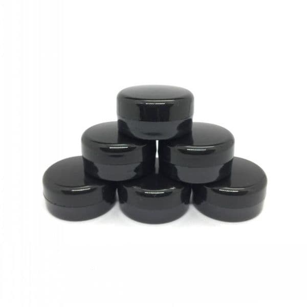 Cosmetic Sample Empty Jar Plastic Round Pot Black Screw Cap Lid, Small Tiny 3g Bottle, for Make Up, Eye Shadow, Nails, Powder, Paint