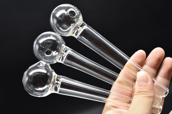 Clear 5.5inch thick heady glass Smoking oil pipe spoon tobacco Pipes cigarette filter hand Pipe clear thick Pyrex Oil Burner pipes for herb