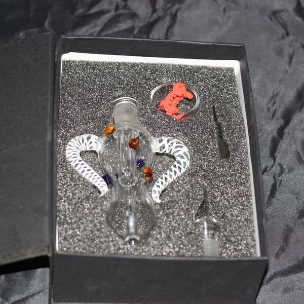 2pcs mini nectar collector kit ox horn shape with individual packing both 14mm 19mm glass tip gr2 titanium tip mini glass water bongs