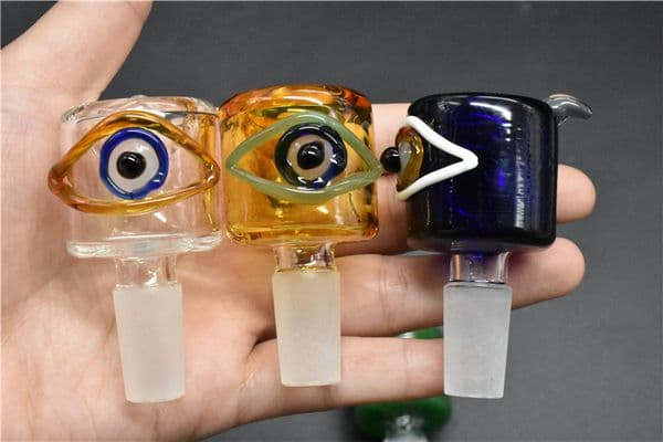new unique glass Bowl for Glass oil Bongs Thick Slides dry herb bowl Piece 14mm 18mm male smoking bowls large oil burner mix size 2pcs