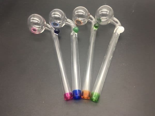 wholesale colorful 14cm glass oil burner pipes thick heady Curved smoking oil tube pipe with different colored balancer