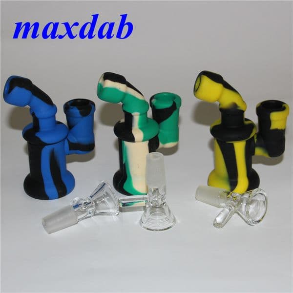 Mini Silicone Bongs hookah With 14mm Female Joint 3.6 Inch Small Recycler silicone Water Pipes Oil Rig bubble