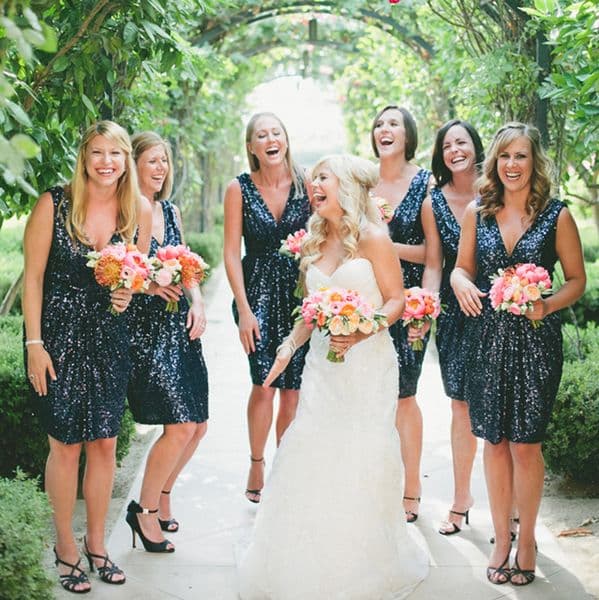 Sequins Short Bridesmaid Dresses Navy Blue Order Custom Made Wedding Party Guest Gown Junior Maid of Honor Dress Cheap