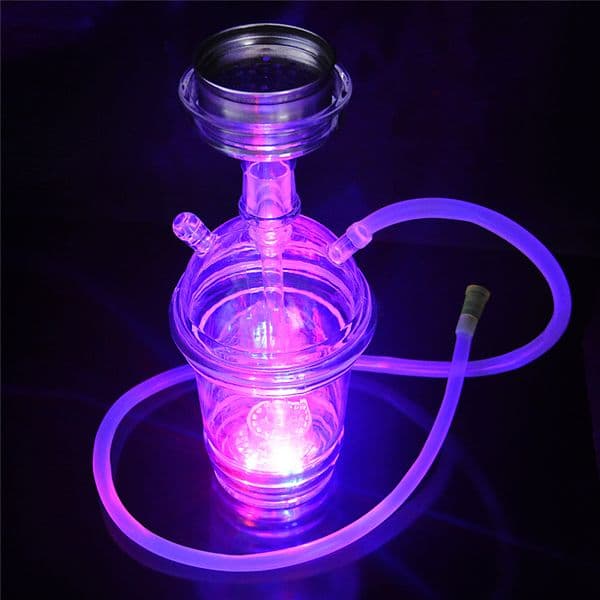 New Fashion Colorful LED Shisha Luminous Cup Bong 20CM Hookahs Bubbler Water Pipe Smoking Bongs Accessory Free Shipping