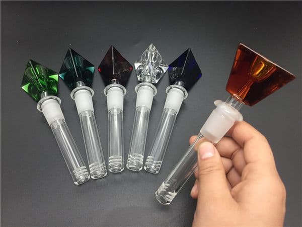 Hot on sale diamond Glass bowl with downstem 14mm male glass bowl 14mm to 18mm dwn stem for glass water pipe