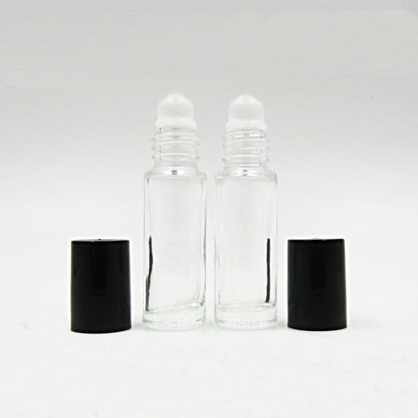 5ML 5G Clear Roll On Bottle Essential Oil With Glass Roller Ball Black Cap Fragrance Perfume Roll-on Bottle