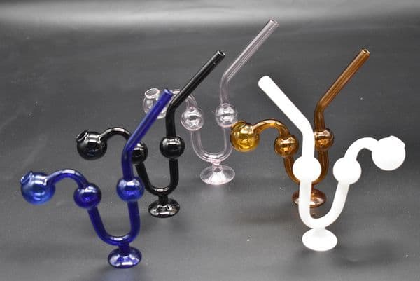 HOT on sale Smoking Dogo Curved Glass Oil Burner Colorful Oil balance on stand Glass Spoon Pipes thick smoking water pipe