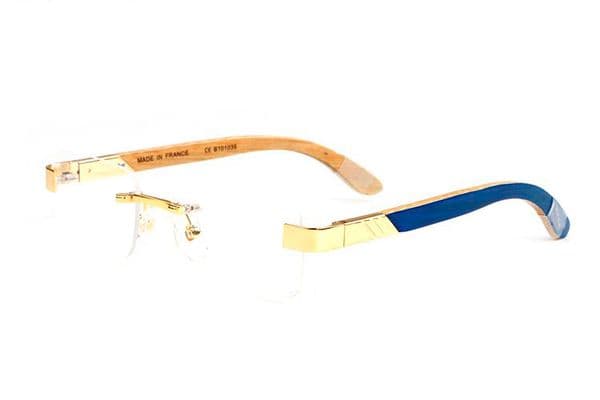top quality vintage buffalo horn sunglasses rimless clear lens buffalo horn glasses gold silver wood frame mens designer sunglasses with box