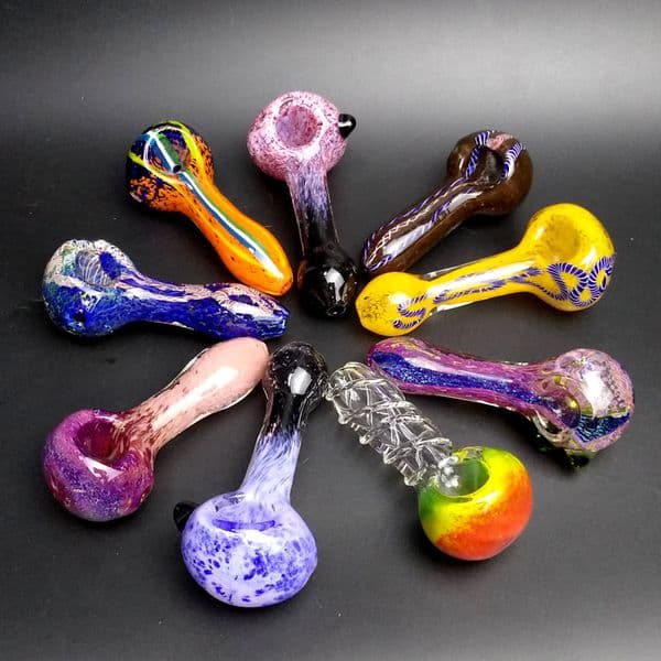 thick hand blown spoon pipes glass hand pipes smoking glass pipe glass tobacco pipes 3.9'' glass bowl pipe for dry herb spiral lines glass smoking bowls heady pipes