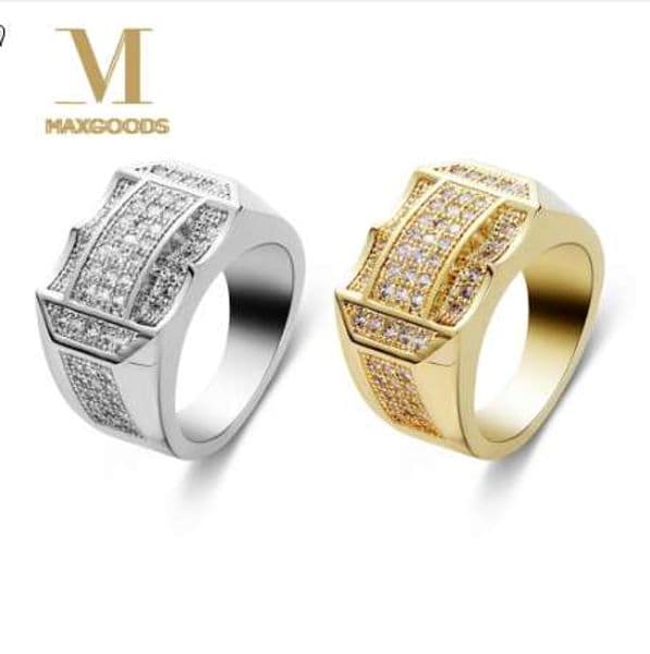 Punk Style Hip Hop Ring Fashion Gold / Silver Color Full Crystal Rhinestone Males Man Finger Rings for Men Women Jewelry