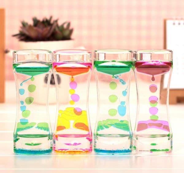 Floating Color Mix Illusion Timer Liquid Motion Visual Slim liquid Oil Glass Acrylic Hourglass Timer Clock Ornament Desk SN1249