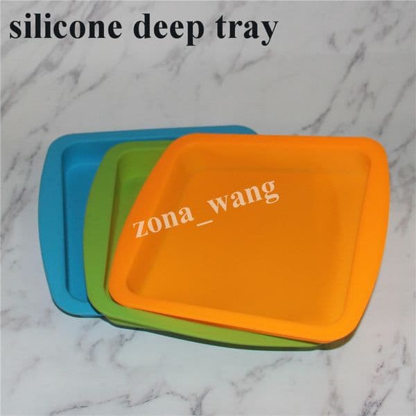 8*8inch Deep Dish square Pan boxes 8.5" friendly Non Stick Silicone Containers Concentrate Oil BHO silicon trays water pipe