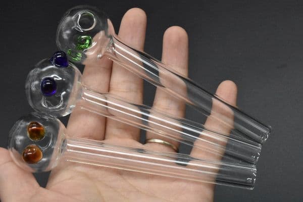 12cm colorful thick 2mm Pyrex glass tube oil pipe tobacco steamrollers Pipes mini smoking oil burner